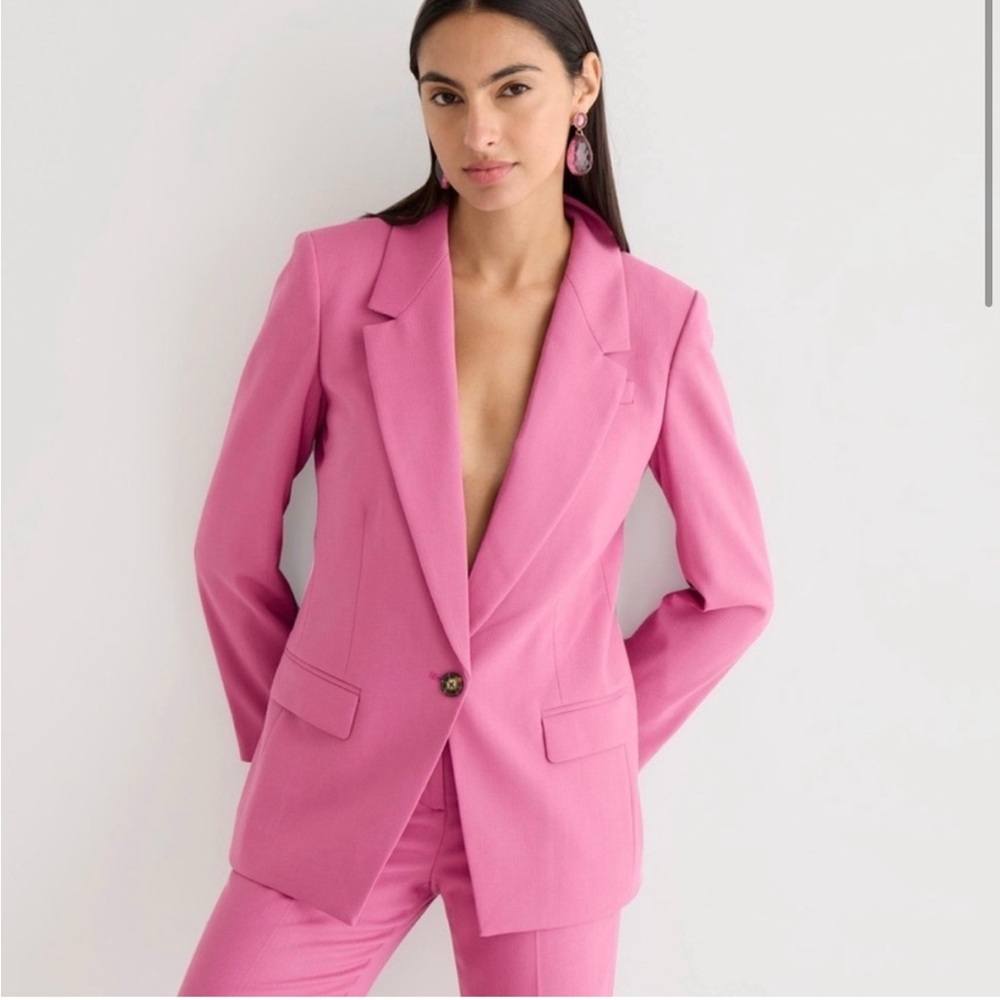 J. Crew Willa Blazer Size 4/36 in Garden Dahlia Pink Italian City Wool Blend